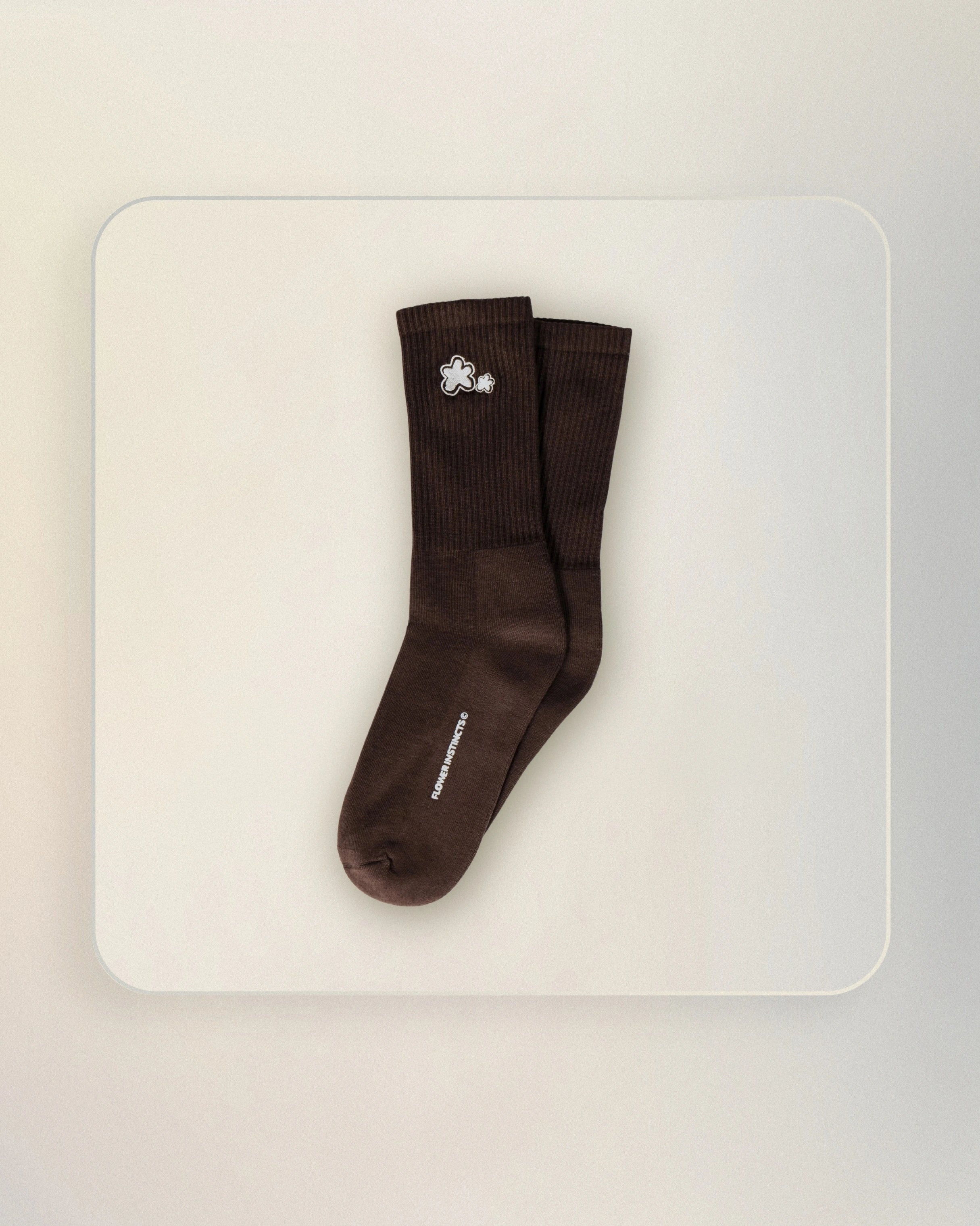 CHAUSSETTES FLOWER MARRON