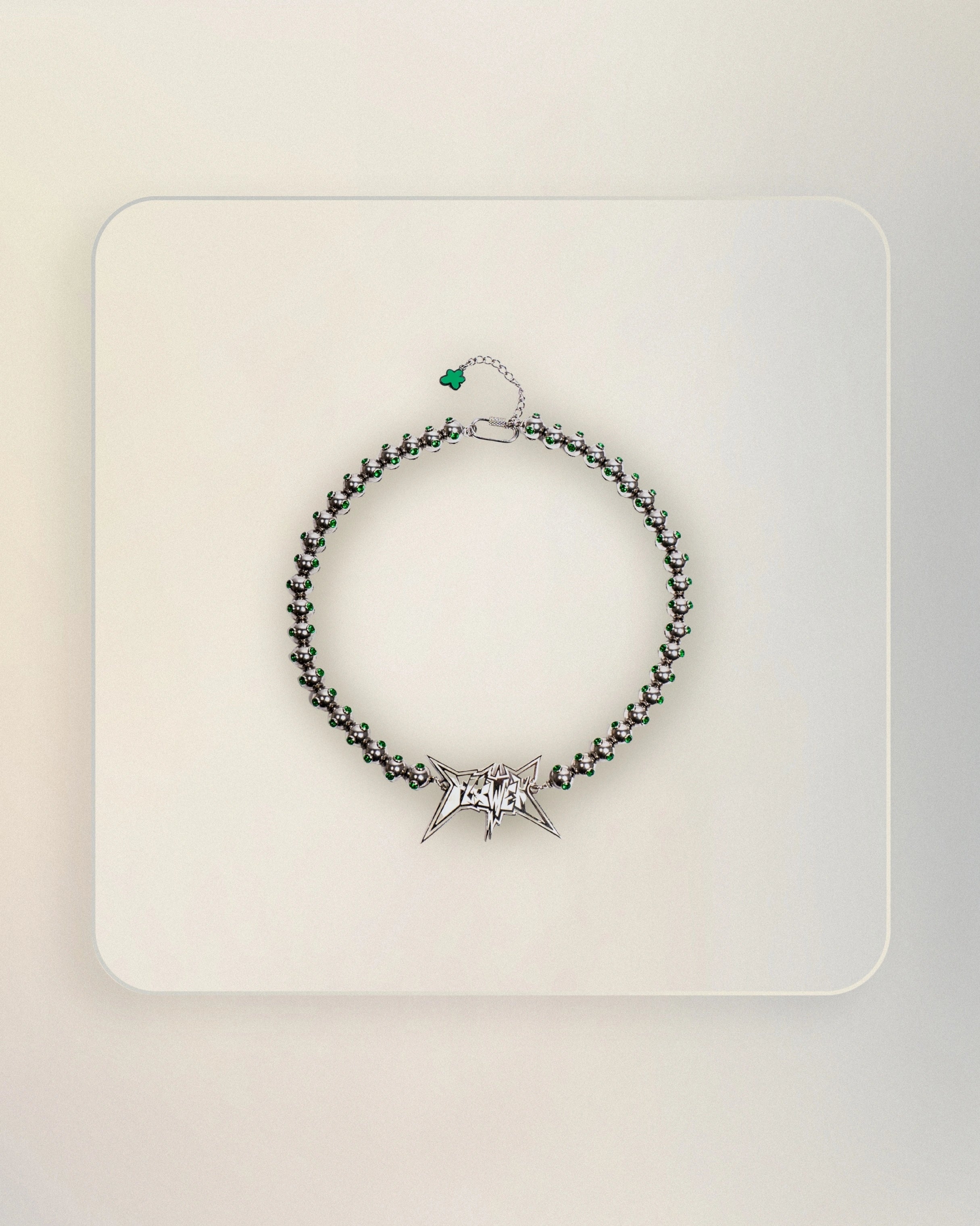 COLLIER FLOWER ZIRCONIA VERT