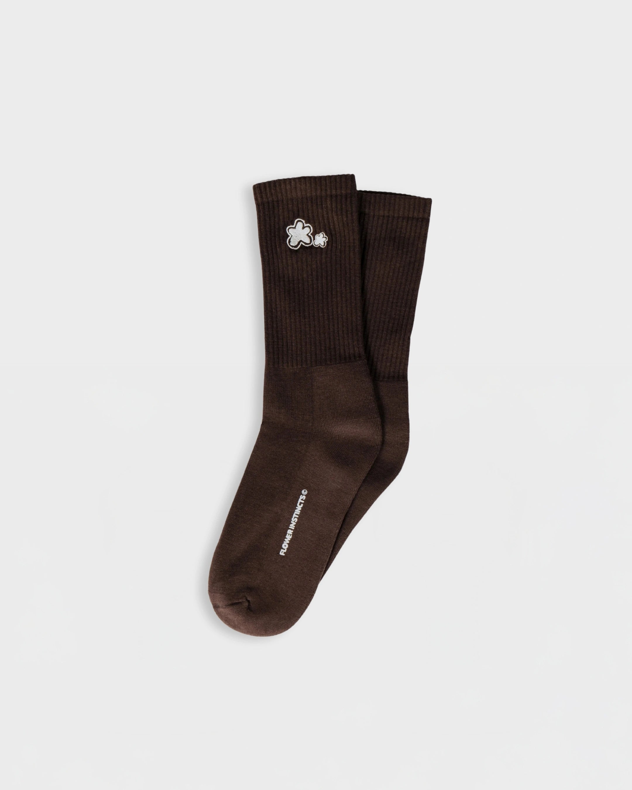 CHAUSSETTES FLOWER MARRON