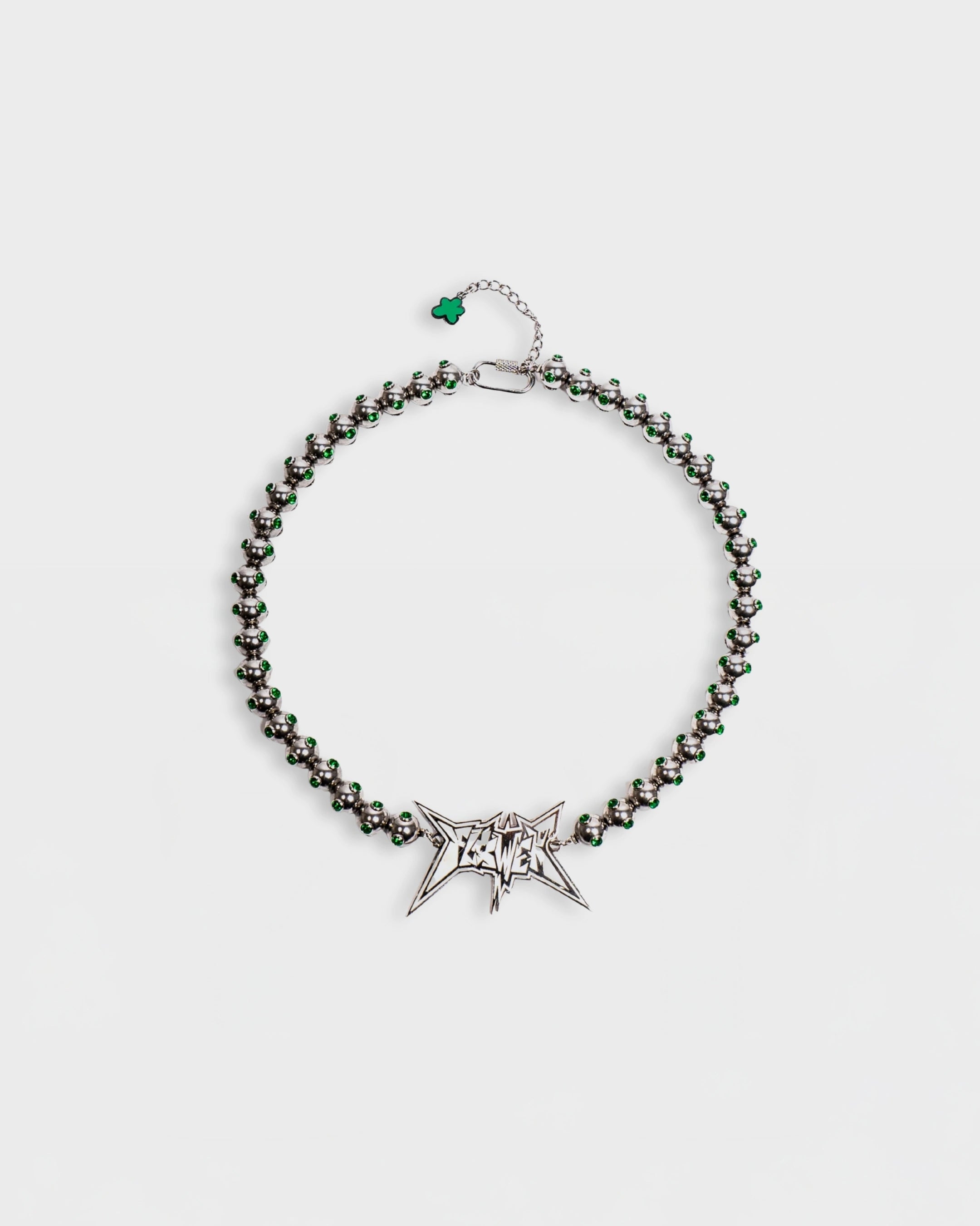 COLLIER FLOWER ZIRCONIA VERT