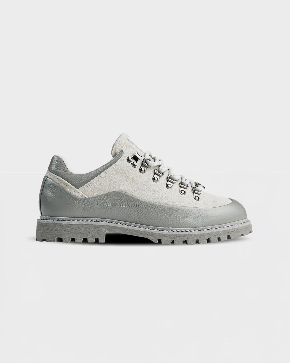 Flower Instincts BOOTED GOAT HEALY GREY & WHITE  – Italian Leather & Suede – Handcrafted in Portugal
