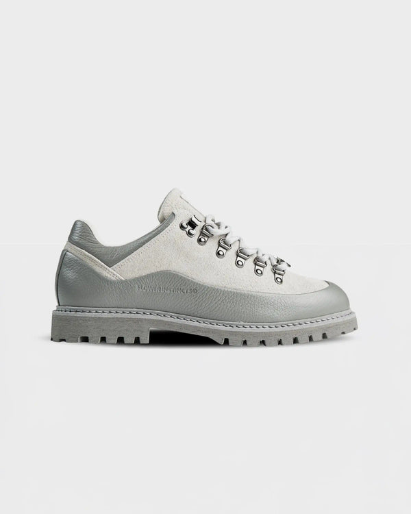 Flower Instincts BOOTED GOAT HEALY GREY & WHITE  – Italian Leather & Suede – Handcrafted in Portugal