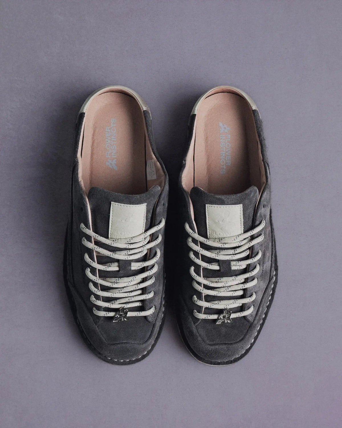 Flower Instincts BOOTED MULE GOD GREY  – Italian Leather & Suede – Handcrafted in Portugal