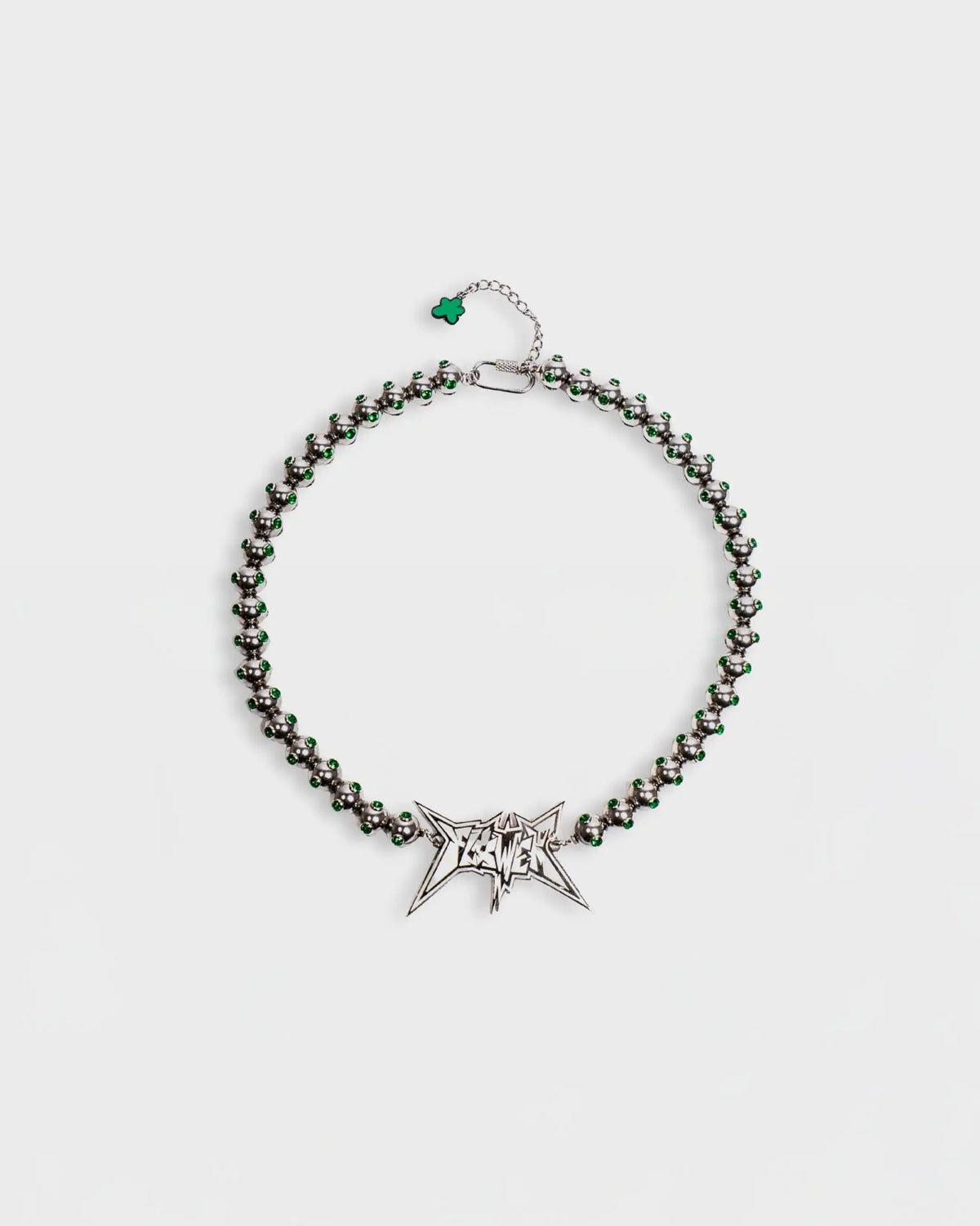 Flower Instincts FLOWER NECKLACE WITH GREEN ZIRCONIA  – Italian Leather & Suede – Handcrafted in Portugal