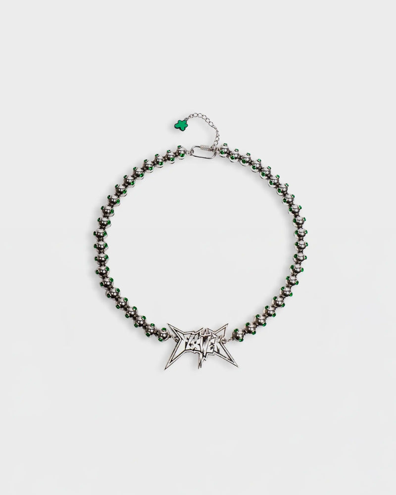 FLOWER NECKLACE WITH GREEN ZIRCONIA