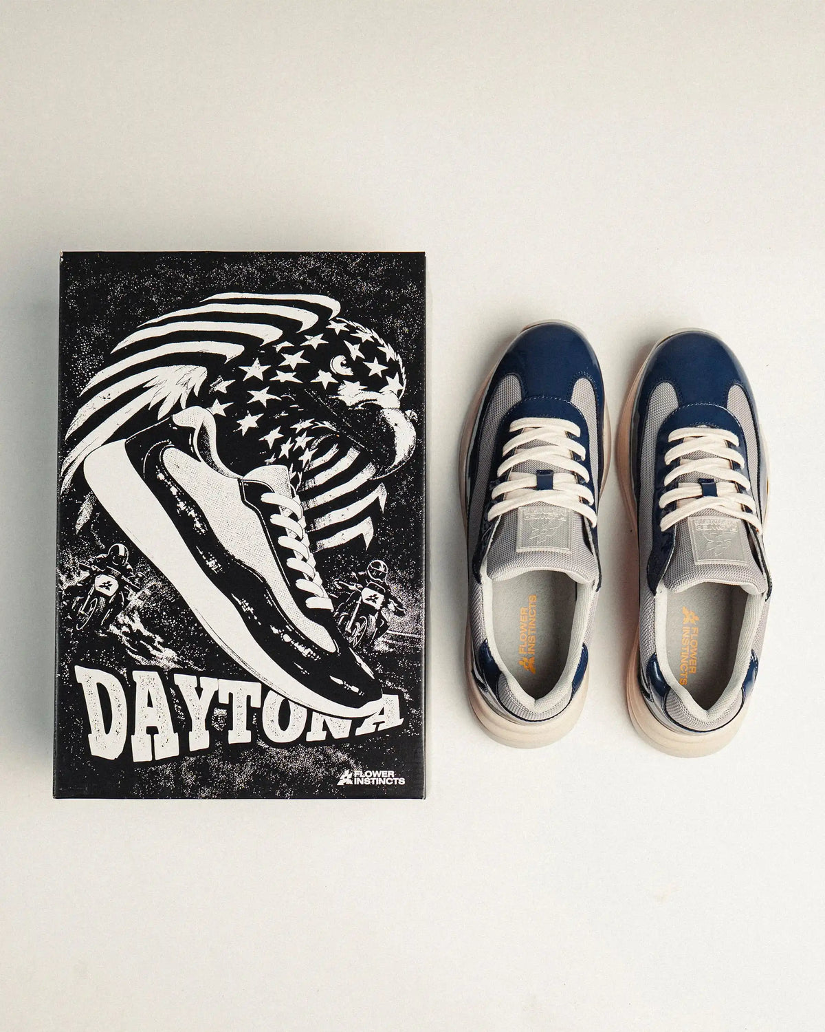 Flower Instincts SNEAKERS DAYTONA BLUE HOUR  – Italian Leather & Suede – Handcrafted in Portugal