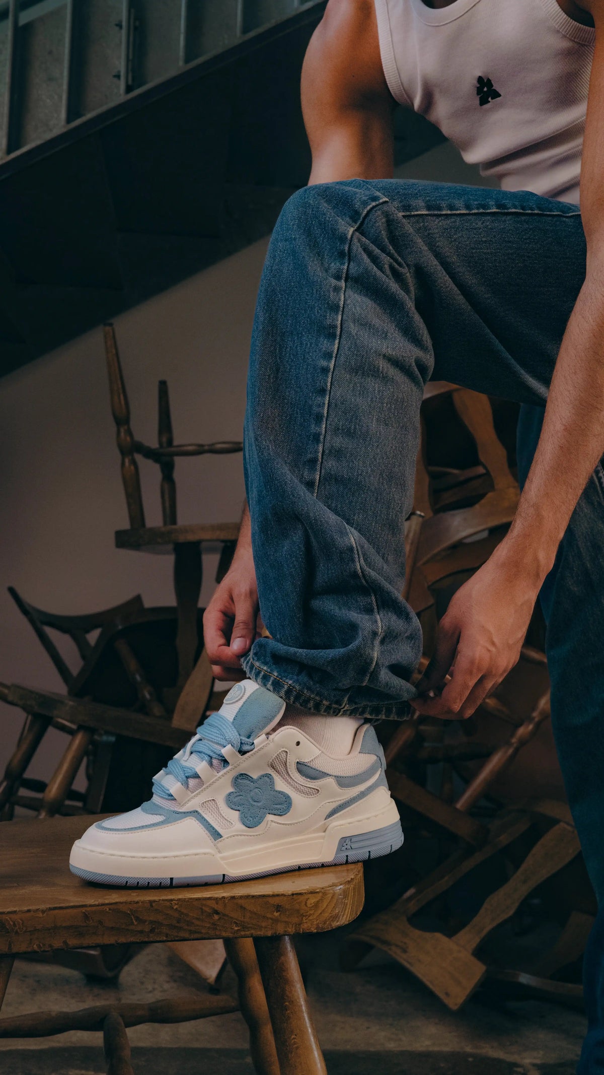 Flower Instincts SNEAKERS SDT BLUE BLOOM  – Italian Leather & Suede – Handcrafted in Portugal