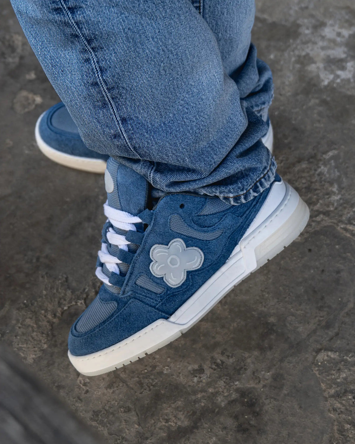 Flower Instincts SNEAKERS SDT ICE PACK BLUE  – Italian Leather & Suede – Handcrafted in Portugal