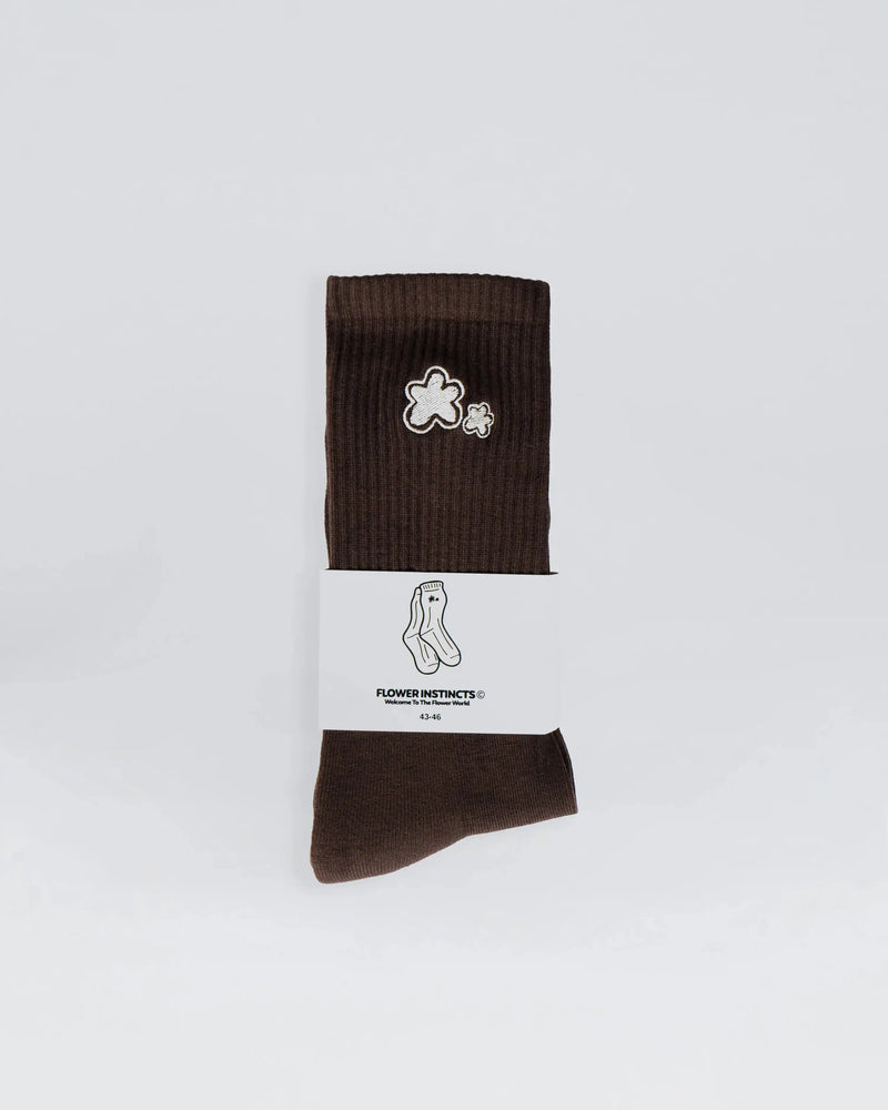 SOCKS FLOWER BROWN